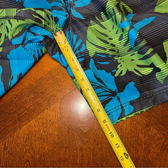 Men's Speedo Swim Trunks Board Shorts Blue Green Tropical Drawstring Medium - Picture 9 of 9